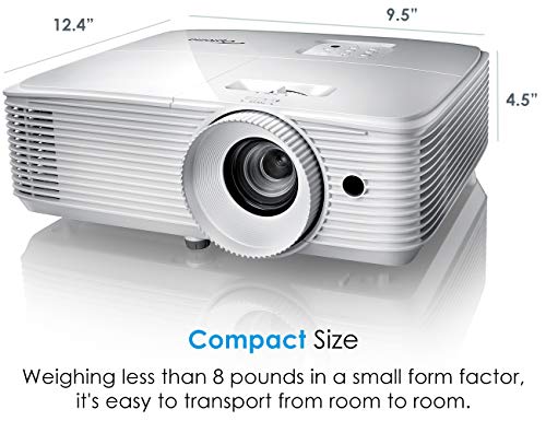 Optoma EH412 1080P HDR DLP Professional Projector | Super Bright 4500 Lumens | Business Presentations, Classrooms, and Meeting Rooms | 15000 Hour Lamp Life | 4K HDR Input | Speaker Built in