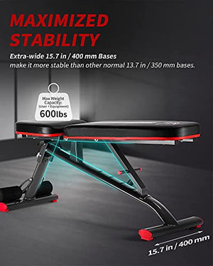 GymCope Decline Bench Adjustable Exercise Bench for Home Gym, Utility Weight Bench Incline Strength Training Bench for Full Body Workout