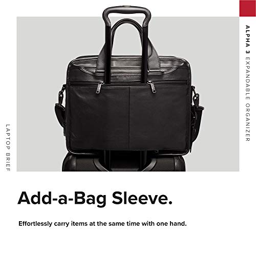 TUMI - Alpha 3 Expandable Organizer Leather Laptop Briefcase - 15 Inch Computer Bag for Men and Women - Black