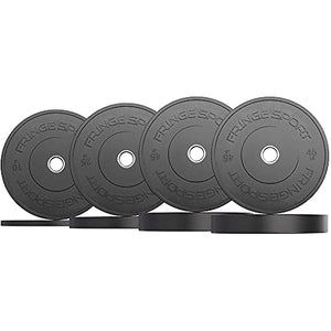 Fringe Sport Bumper Weight Plate Sets - Low Odor Virgin Rubber with Stainless Steel Insert to Fit All Olympic Bars, Cross Training, Weightlifting, WODs, and Strength Training Equipment (230)