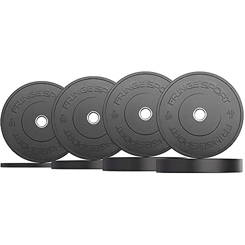 Fringe Sport Bumper Weight Plate Sets - Low Odor Virgin Rubber with Stainless Steel Insert to Fit All Olympic Bars, Cross Training, Weightlifting, WODs, and Strength Training Equipment (230)