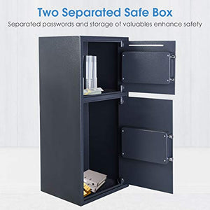 Giantex Safe Box Security Lock Box with Double Door and Keys Digital Safe Depository Drop Box Safes Home Office Security Lock for Gun Cash Valuable Storage