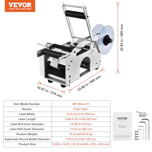 VEVOR Semi-Automatic Round Labeling Machine, Electric Bottle Label Applicator