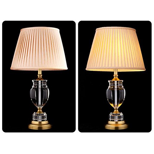 HZB Simple Modern Style Crystal Lamp Luxury Bedroom Bedside Lamp American Retro Copper Study The Living Room Lamp
