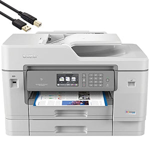 Brother MFC-J6945D INKvestment Tank Wireless Color Inkjet All-in-One Printer - Print Copy Scan Fax - Duplex Printing, 11” x 17” Scan Glass, 22 ppm, Up to 1-Year of Ink in-Box, BROAGE Printer Cable