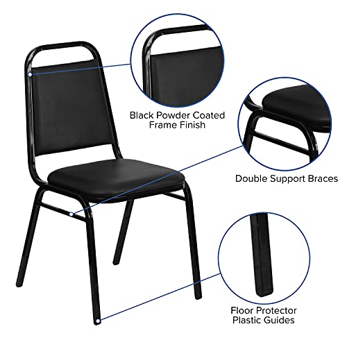 Flash Furniture 4 Pack HERCULES Series Stacking Banquet Chair - Black Vinyl/Black Frame