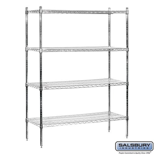 Salsbury Industries Stationary Wire Shelving Unit, 48-Inch Wide by 74-Inch High by 18-Inch Deep, Chrome