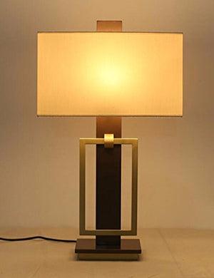 CJSHVR-Modern Chinese ring button desk lamp, metal fabric table lamp, hotel dining room, living room, bedroom lamp, study desk lamp, picture color 650MM