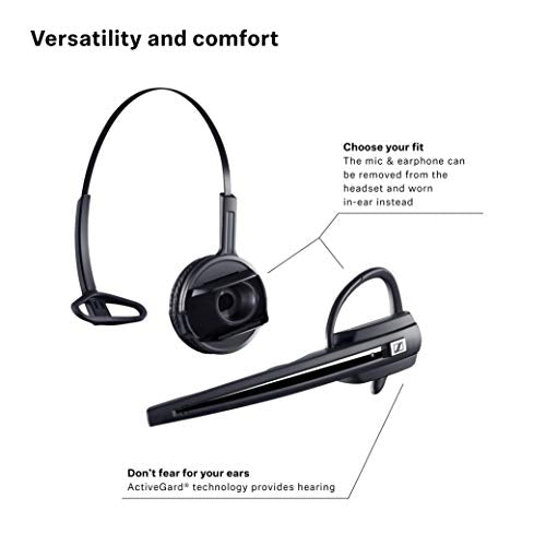 Sennheiser Enterprise Solution D 10 USB Wireless DECT Headset - Single-Sided with Noise Cancelling Microphone