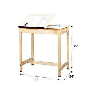 Diversified Woodcrafts School Classroom Art/Drafting Table, 36"W x 24"D x 36"H, Solid Maple Base, Adjustable Laminate Top - Made in The USA