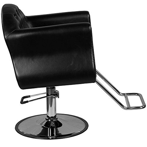 Avondale"Young" Black European Salon Styling Chair, Round Base, U Shaped Footrest