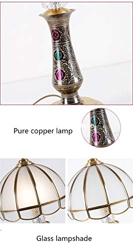 All Copper Desk lamp Bedroom Desk lamp,Bedside lamp,American Village Style Living Room Creative Lamps and Lanterns,Eye Care Safe and Durable-A 30x55cm(12x22inch)