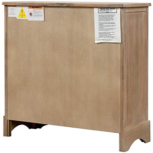 TREXM Rustic Storage Cabinet with Two Drawers and Four Classic Fabric Basket for Kitchen/Dining Room/Entryway/Living Room, Accent Furniture (White Washed)