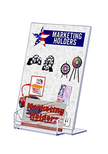 Marketing Holders 5"w x 7"h Advertisement Sign Holder with Attached Business Card Pocket Printed Material Literature Flyer Frame Slant Back Pack of 120