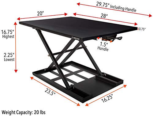 Stand Steady X-Elite Pro Standing Desk Converter | Instantly Convert Any Desk into a Stand Up Desk | Easy Lift Height Adjustable Standing Desk | No Assembly Required (28 x 20 / Black)