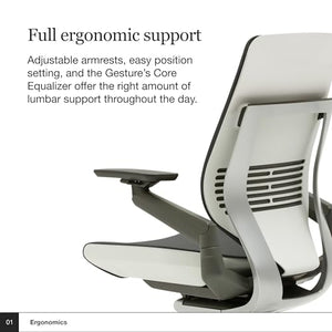 Steelcase Gesture Office Chair - Ergonomic Work Chair with Wheels - Comfortable Desk Chair - 360-Degree Arms - Nickel Gray Fabric