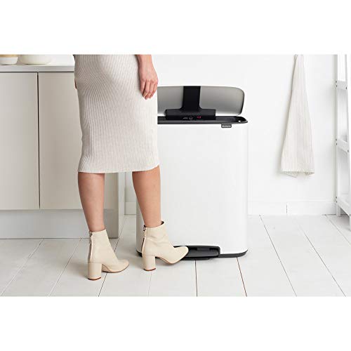 Brabantia Bo Large Step On Trash Can, White,211300