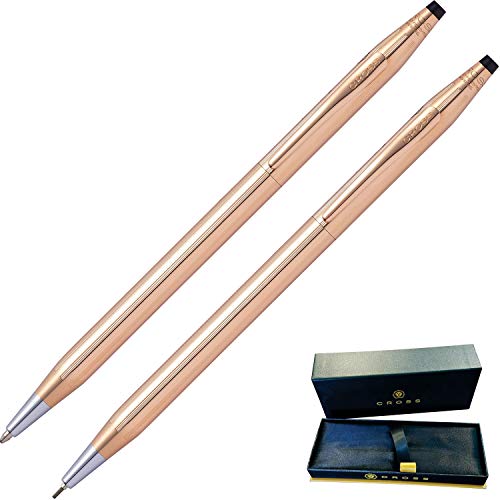 Gold Cross Pen Set | Engraved/Personalized Cross Classic 14 Karat Gold Plated Pen and Pencil Gift Set. Custom engraved in 1 business day