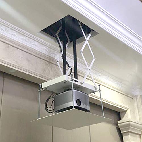 CGOLDENWALL Projector Lift Motorized Projector Mount Hanger Projector Ceiling Mount Adjustable Mounting Bracket Double Motors with Fixing Plate Max Load 44lb (Running Distance:100cm/39.37inches)