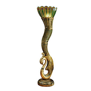 Design Toscano KY8012 Art Deco Peacock Floor Lamp Statue, 70 Inch, Faux Gold