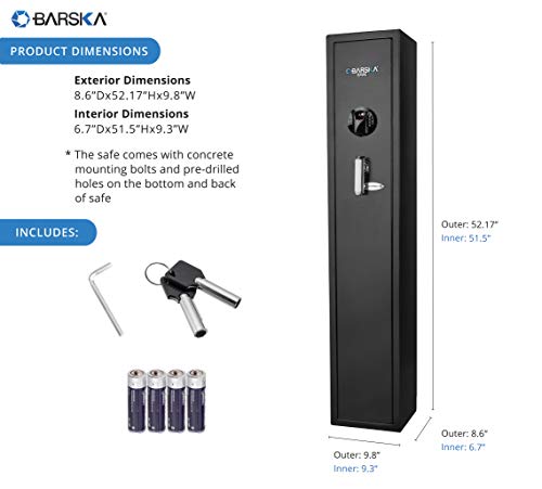 BARSKA AX12760 Keypad Biometric Fingerprint 4 Position Rifle Safe 1.83 Cubic Ft, Black