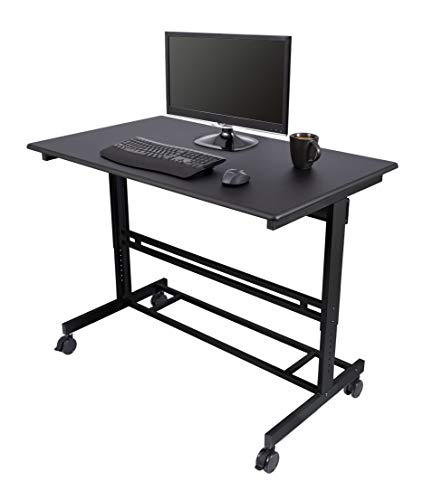 Stand Up Desk Store Rolling Adjustable Height Standing Desk Computer Workstation (Black, 48" Wide)