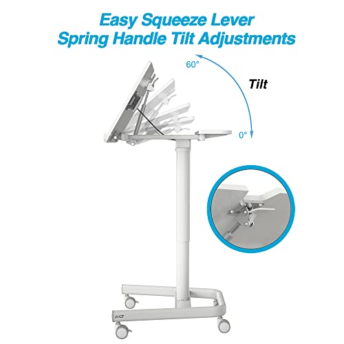 AVLT 47" Ambidextrous Mobile Standing Desk with Split Top Tilting Tray - Pneumatic Laptop Cart