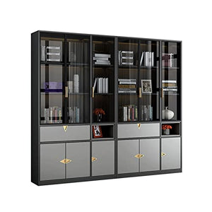 HEXEH Modern Glass Door Bookcase Storage Cabinet (Color: B)