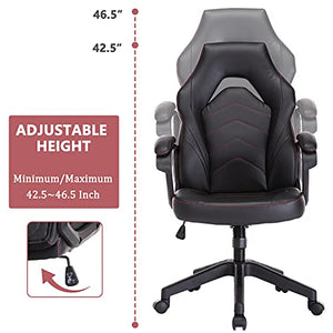 Height-Adjustable Brackets for Office Desk, Executive Computer Chair, Swivel Office Chair, Home Office Chair with Black Leather with Chrome Accents (1)
