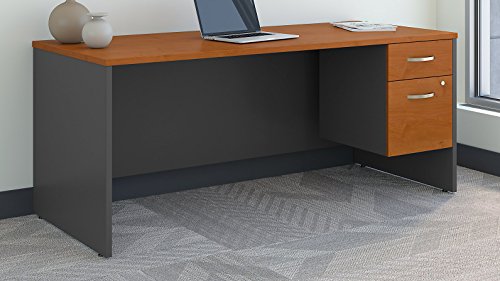 Bush Business Furniture Series C 72W x 30D Office Desk with 3/4 Pedestal in Natural Cherry