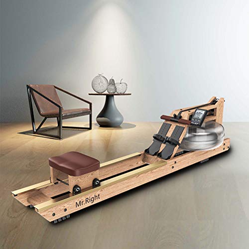 Mr. right Water Rowing Machine for Home Use,Oak Wood Water Rower with Bluetooth LCD Monitor, Indoor Gyms Training Sports Exercise Equipment Fitness