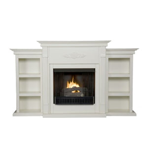 Southern Enterprises SEI Tennyson Gel Fuel Fireplace with Bookcases, Ivory