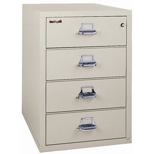 FireKing Fireproof 4-Drawer Vertical File Cabinet - Tan, Key Lock