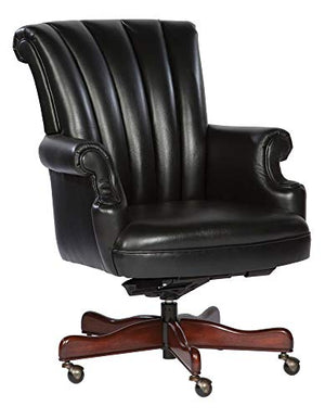 Hekman Genuine Real Leather High Back Office Chair with Heavy Duty Wheels - Executive Desk Chair for Big or Small - 79251B