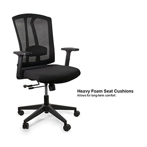 SUNLINE Ergonomic Office Chair with Mesh Back and Foam Seat - Adjustable Lumbar Support - Black