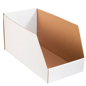 Aviditi Jumbo Corrugated Cardboard Storage Bins, 8"x 24"x 12", White, Pack of 25, for Warehouse, Garage and Home Organization