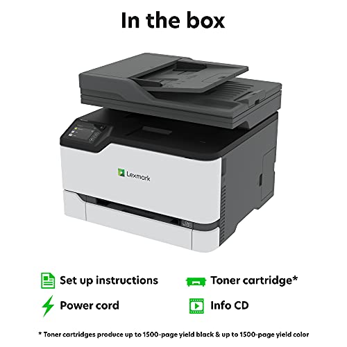 Lexmark MC3426i Color Laser Multifunction Wireless Printer with Print, Copy, Scan and Cloud Fax Capabilities, Plus Full-Spectrum Security and Print Speed up to 26ppm (40N9650), White, Small