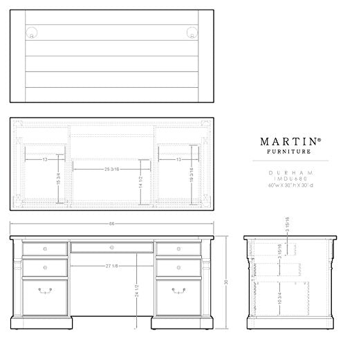 Martin Furniture IMDU680 Durham Double Pedestal Executive Desk, White