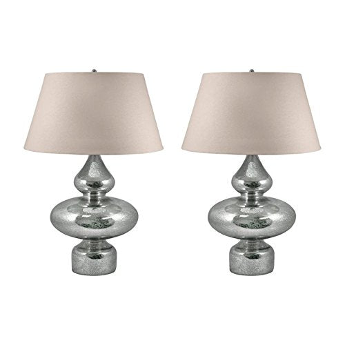 Lamp Works Mercury Glass LED Table Lamp in Mercury (Set of 2)