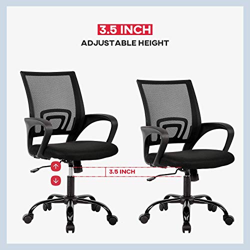 Office Chair Ergonomic Cheap Desk Chair Mesh Computer Chair Lumbar Support Modern Executive Adjustable Stool Rolling Swivel Chair for Back Pain, Black