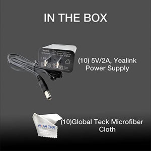 Global Teck Worldwide Yealink PS5V2000US Power Supply Bundle - 10 Pack with GTW Microfiber Cloth
