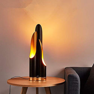 Wapipey 3-Lights Nordic Luxurious LED Iron Table Lamp Fashion Luxury Black Inner Gold Oblique Taper Tube Desk Light Living Room Study Bedroom Reading Lamp G9
