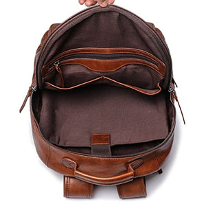 WJPTL Men Men Genuine Leather Backpack，14 Inchs Head Layer Leather Multifunctional Laptop Bag，Office、Travel Leisure Computer Daypack School (Color : Black, Size : 14inchs)