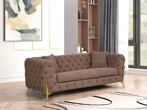 Generic Modern Buckle Fabric Living Room Set in Brown