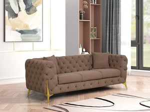 Generic Modern Buckle Fabric Living Room Set - Brown Wood (2Pc Contempo)