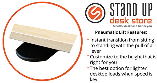 Stand Up Desk Store Pneumatic Adjustable Height Standing Desk Computer Workstation (Black Frame/Teak Top, 56" Wide)