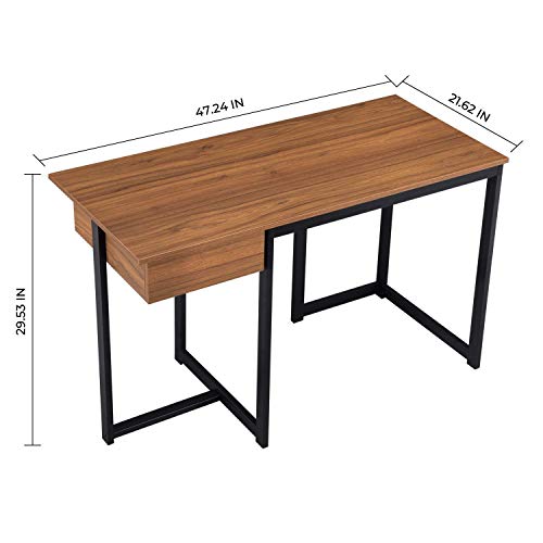 GreenForest Large L Shaped Desk and Computer Desk Bundle, Industrial Gaming Writing Desk Home Office Furniture Set, Walnut