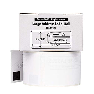 HOUSELABELS Compatible DYMO 30321 Address Labels (1-4/10" x 3-1/2") Compatible with Rollo, DYMO LW Printers, 200 Rolls / 260 Labels per Roll