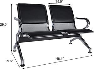 Kinfant Waiting Room Chair Bench - Guest Reception Chairs (2+3-seat, Black-Mesh+PU)