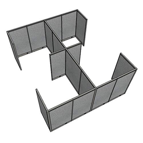 G GOF Double 4 Person Workstation Cubicle (12'D x 12'W) - 60" H, Grey